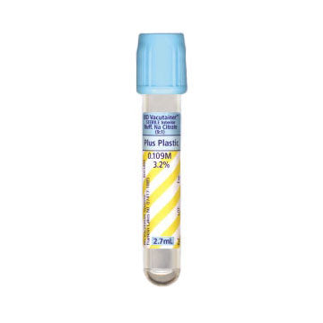 BD Vacutainer Plus Plastic Citrate Tube, 13 x 75mm, 2.7mL 100 (BX)