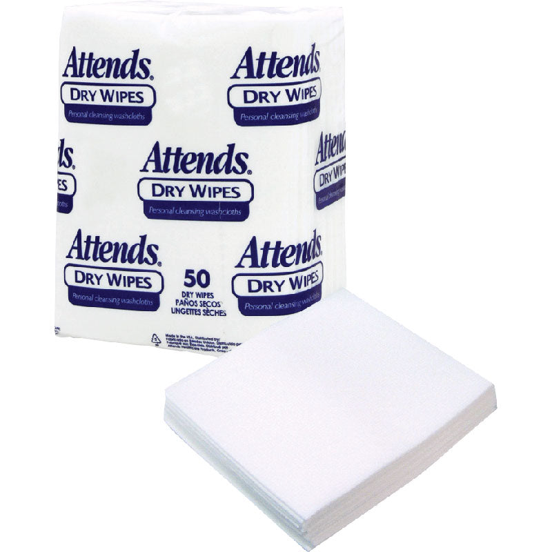 Attends Dry Wipes, 10" x 13", Medium-Weight 50 (PK)