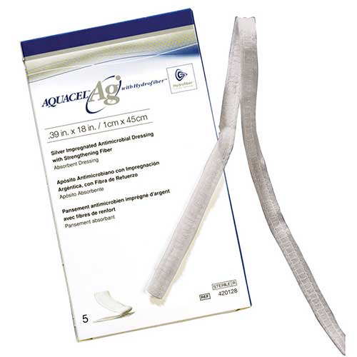 AQUACEL Ag Hydrofiber Wound Dressing with Ionic Silver 3/4" x 18"  Ribbon 5 (BX)