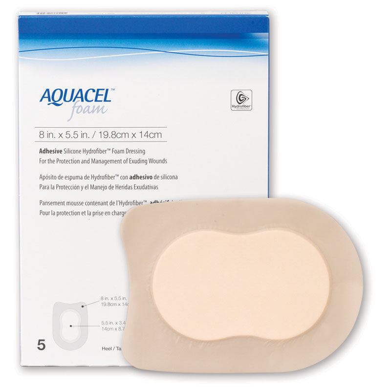 Aquacel Adhesive Gelling Foam Dressing 8" x 5.5" Heel Shape 5 (BX)