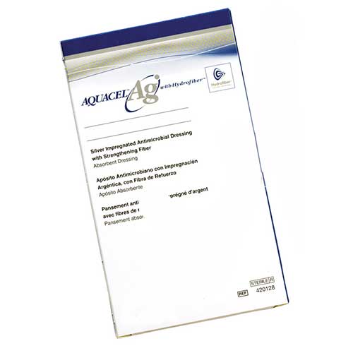 AQUACEL Ag Extra Hydrofiber Antimicrobial Dressing, 6" x 6" 5 (BX)