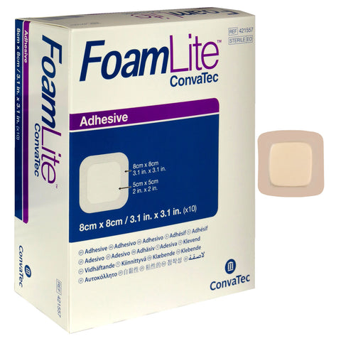 FoamLite Foam Adhesive Dressing, Square, 3-1/4
