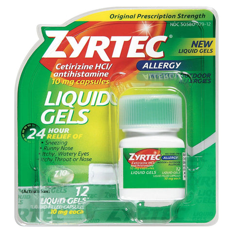 Zyrtec Allergy Liquid Gels, 10 mg Capsule, 25 Count 1 (EA)