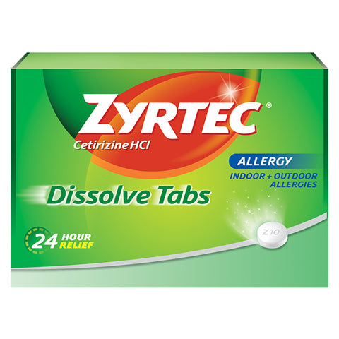 Zyrtec Allergy Dissolve Tablets, Citrus, 10 mg Capsule, 24 Count 1 (EA)