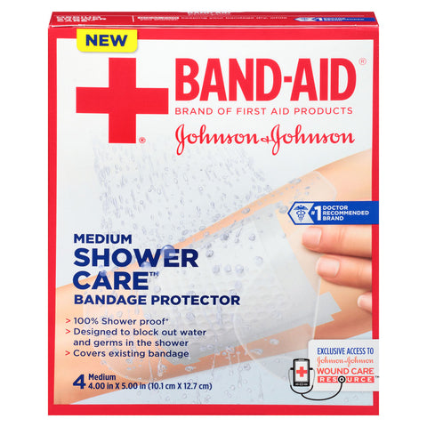 J & J Band-Aid First Aid Shower Care Bandage Protector, Medium, 4 ct. 4 (BX)