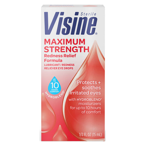 Visine Maximum Redness Relief Formula, Lubricant/Redness Reliever Eye Drops, .5 fl oz 1 (EA)