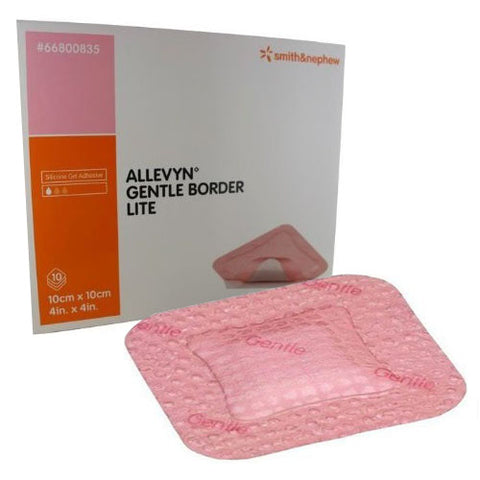ALLEVYN Gentle Border Lite Silicone Gel Adhesive Hydrocellular Foam Dressing, 4