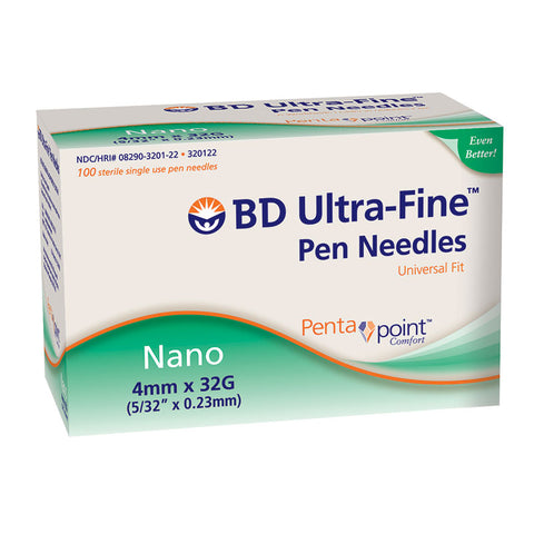 Ultra-Fine Nano Pen Needle 32G x 4 mm (100 count) 100 (BX)