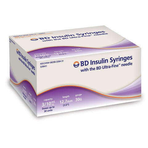 Insulin Syringe with Ultra-Fine Needle 30G x 1/2