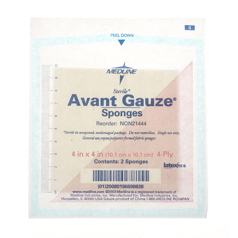 Avant Non-Woven Gauze Sponge Sterile 2's, 4" x 4", 4-Ply 50 (BX)