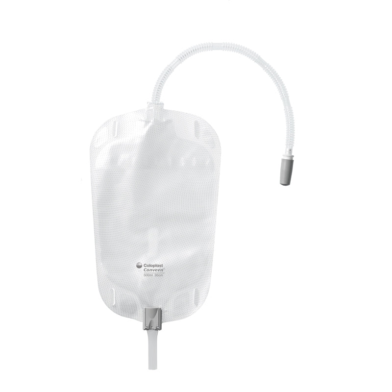 Conveen Security + Leg Bag Levered Opening, Non-Latex Straps, 50 cm Tubing, Sterile, 17 oz, 500 mL 1 (EA)