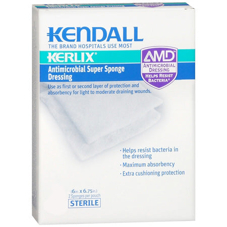 Kerlix AMD Antimicrobial Island Dressing Super Sponge, 6" x 6-3/4" Square 5 (PK)