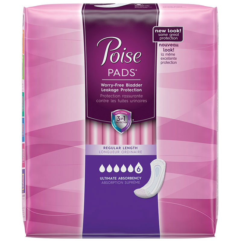 Poise Incontinence Overnight Pads, Ultimate Absorbency, Long, 15.9" 108 (CA)