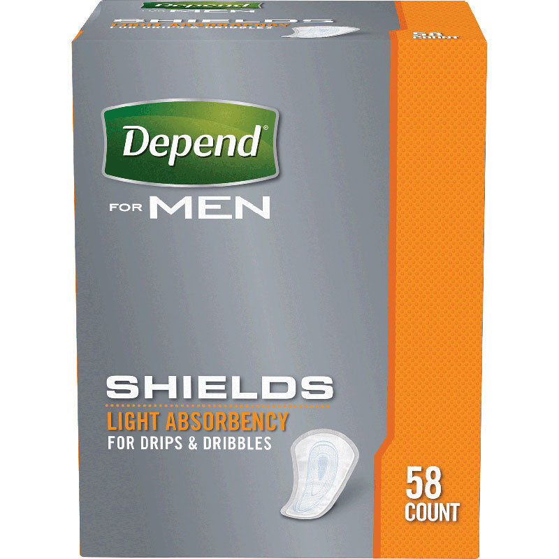 Depend Shields For Men Light Absorbency, One Size Fits Most 58 (PK)