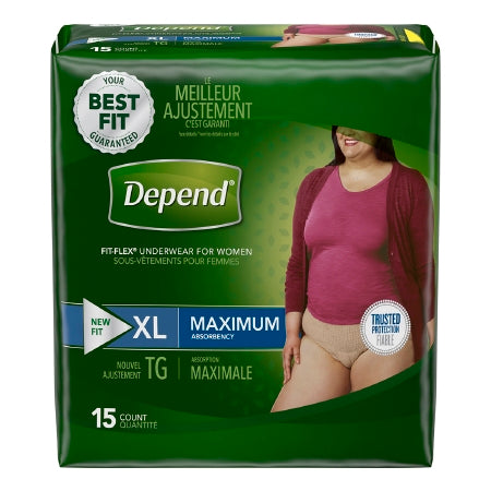 Depend Women's Fit-Flex Max, Extra Large. 15 (PK)