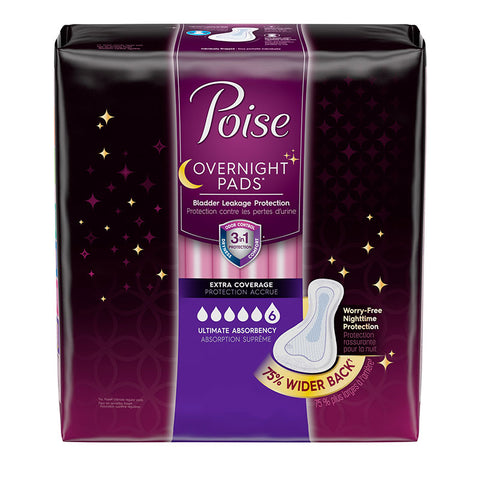 Poise Overnight Incontinence Pads, Ultimate Absorbency, Extra Coverage, 24 (PK)