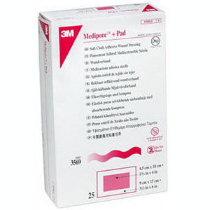 Medipore Plus Pad Soft Cloth Adhesive Dressing 3-1/2" x 10" 25 (BX)