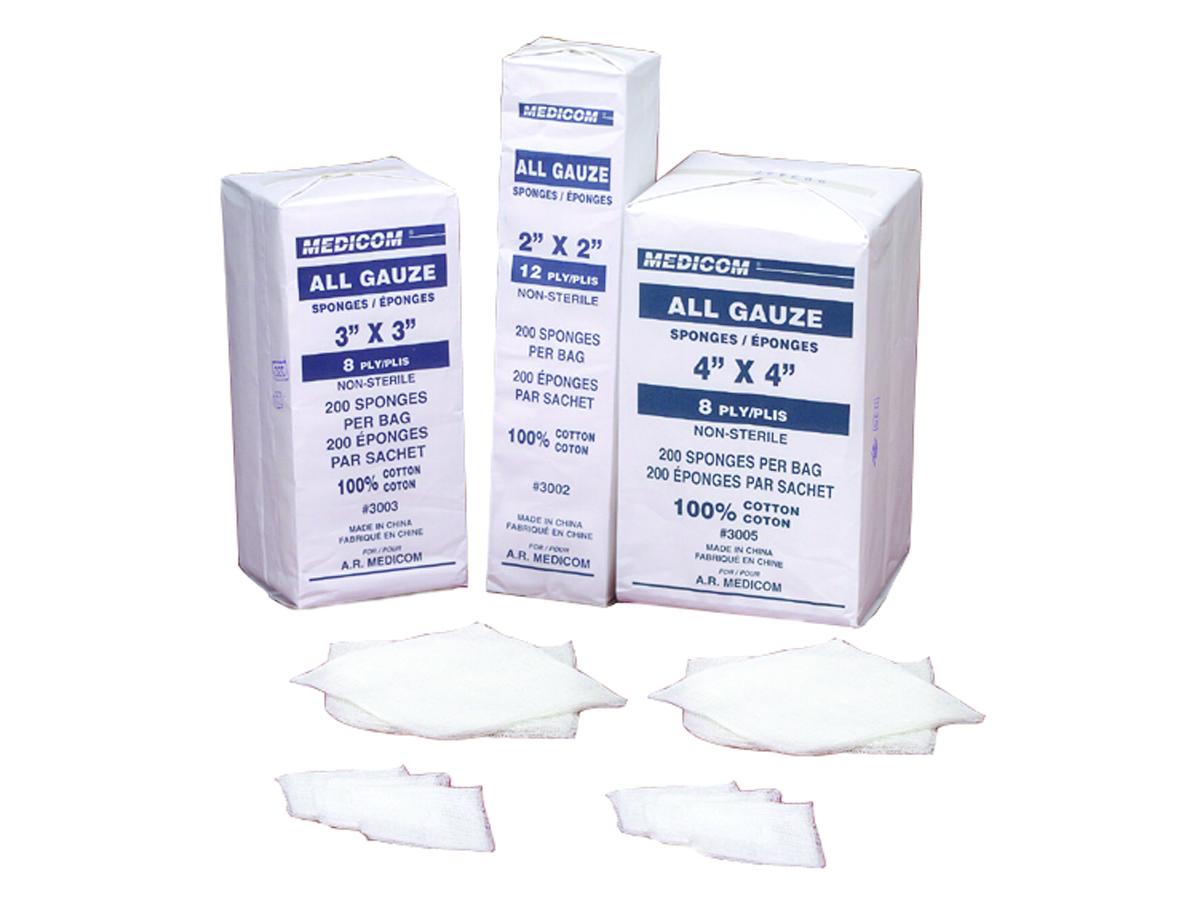 Premium Non-Sterile Gauze Sponge, 3" x 3", 12-Ply 4000 (CA)