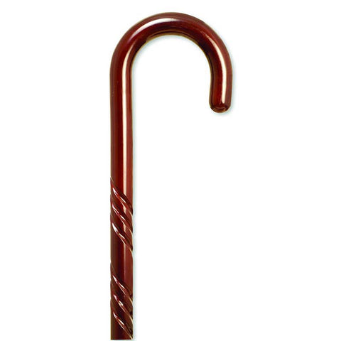 Spiral Tourist Handle Cane, Rose Stain, 36