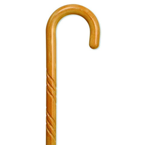 Spiral Tourist Handle Cane, Natural Stain, 36