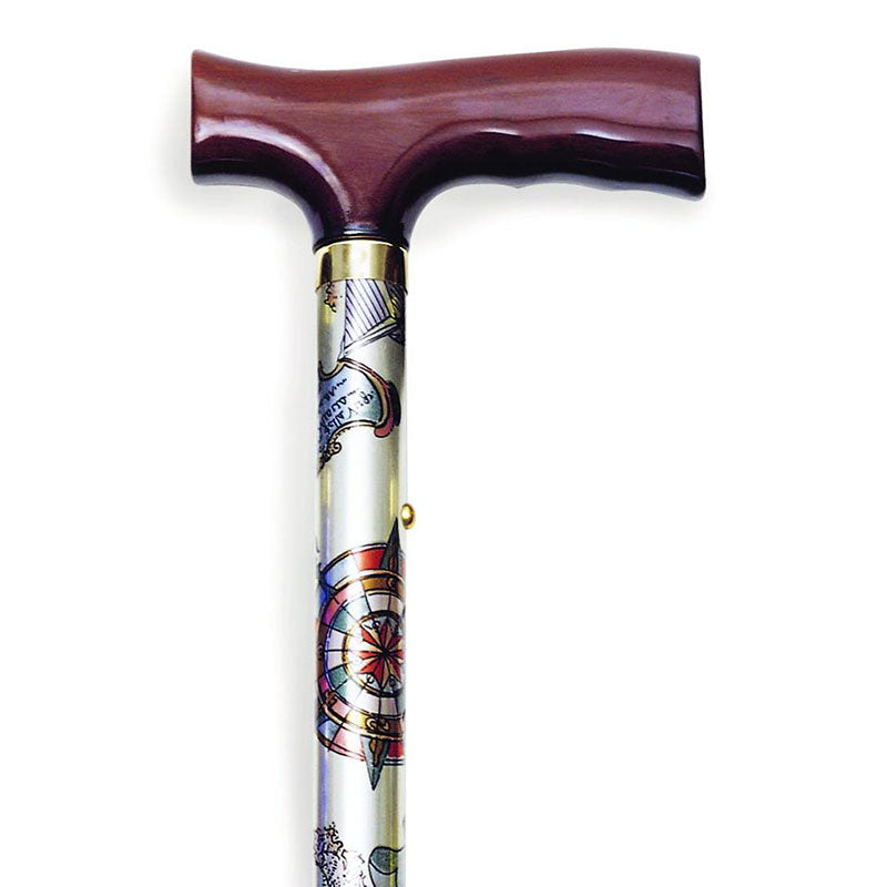 Folding Travel Cane with Fritz Handle, Compass Rose, 33" - 37" 1 (EA)